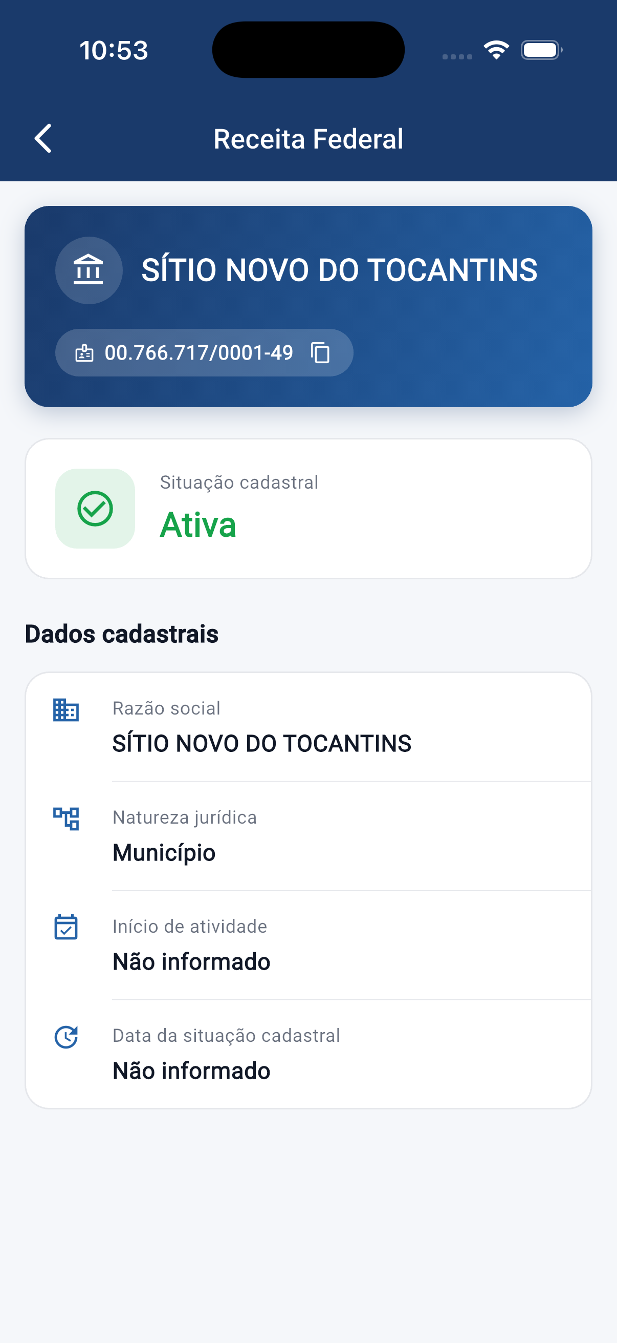Tela Receita Federal do FacilitaGOV