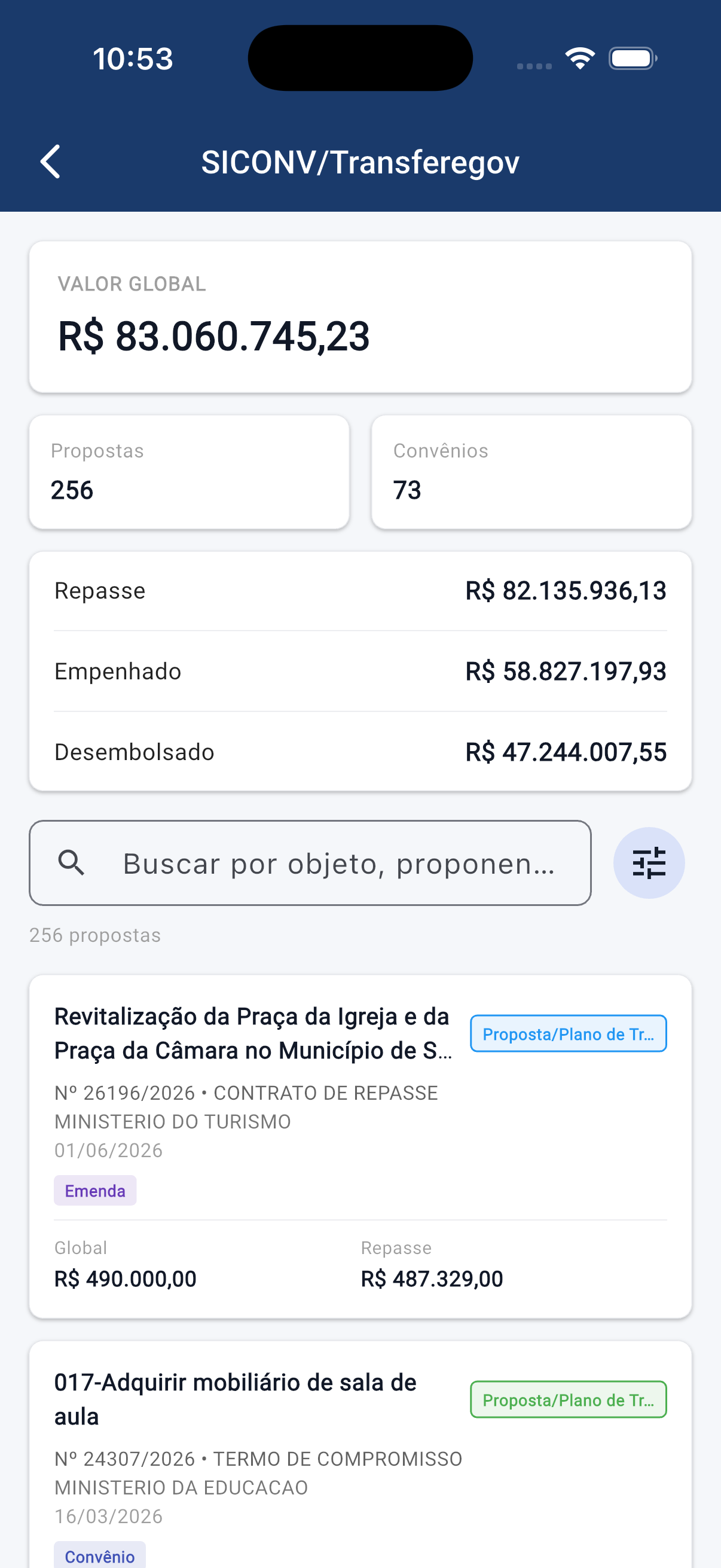 Tela SICONV · Transferegov do FacilitaGOV